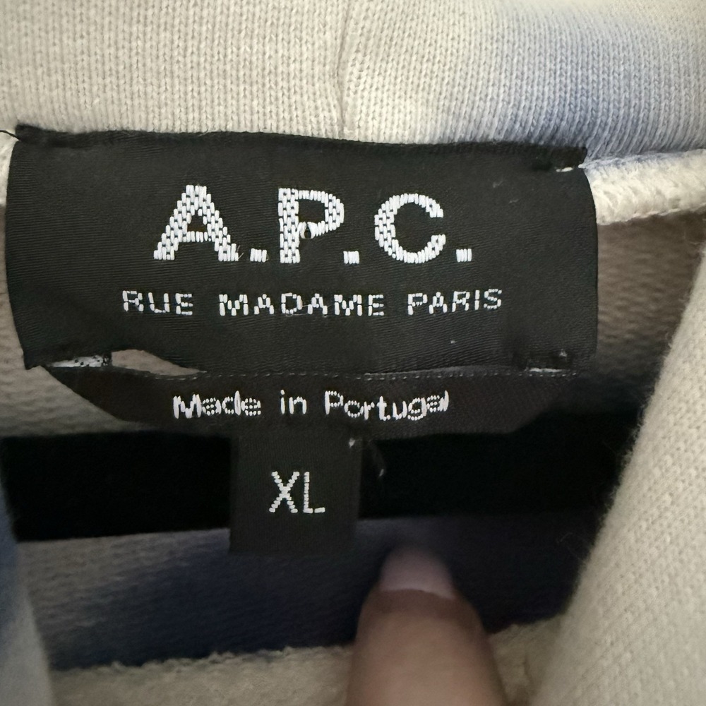 A.P.C. Men's Victor Tie Dye Hoodie White/Indigo Blue Size XL 100% Cotton - Picture 5 of 7